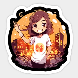 Girl's World On Fire Sticker